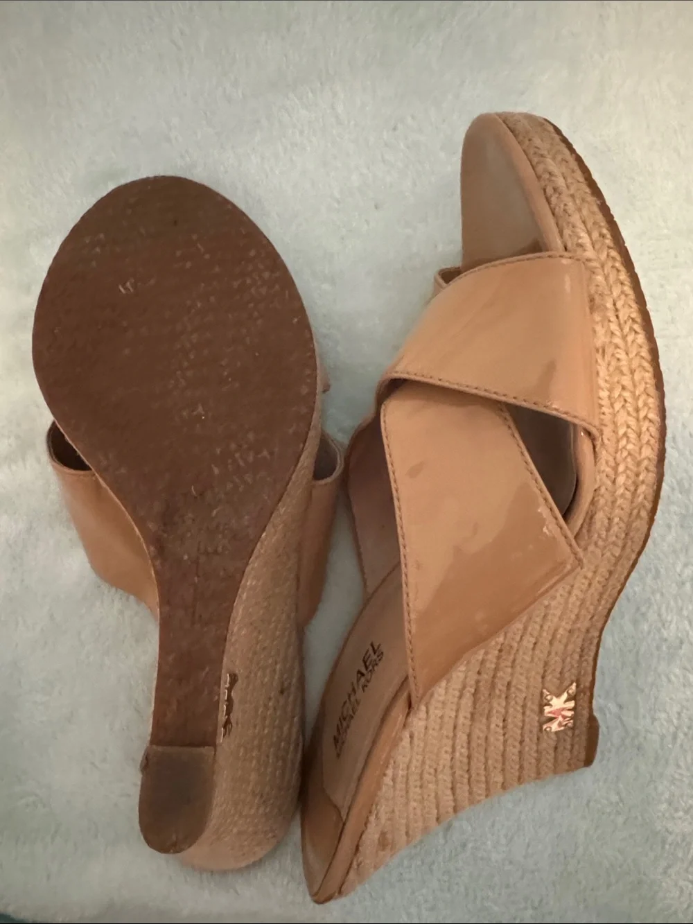 Michael Kors Tan Patent Leather Slide Mules